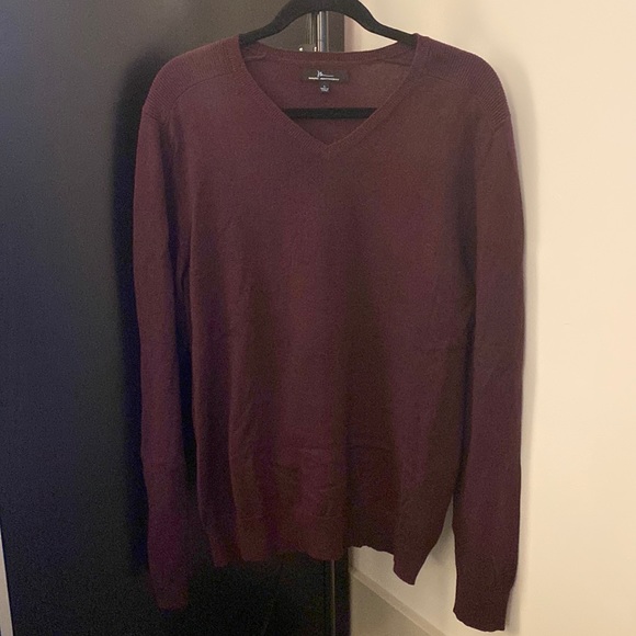 Marc Anthony maroon v neck sweater with detailing on the shoulder - Picture 1 of 3